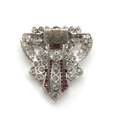 Lot 28 - An Art Deco diamond and ruby brooch