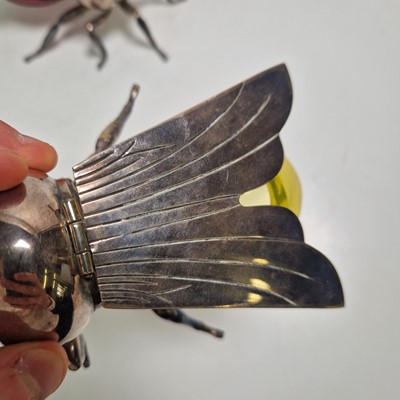 Lot 110 - Two silver-plated and glass preserve pots