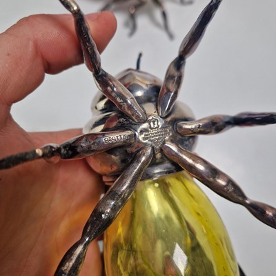 Lot 110 - Two silver-plated and glass preserve pots