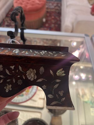 Lot 373 - A rosewood, tortoiseshell, mother-of-pearl and ivory desk stand