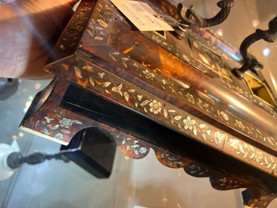 Lot 373 - A rosewood, tortoiseshell, mother-of-pearl and ivory desk stand