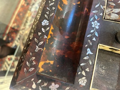 Lot 373 - A rosewood, tortoiseshell, mother-of-pearl and ivory desk stand
