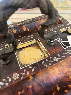 Lot 373 - A rosewood, tortoiseshell, mother-of-pearl and ivory desk stand