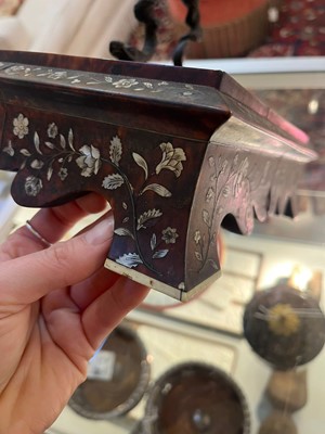 Lot 373 - A rosewood, tortoiseshell, mother-of-pearl and ivory desk stand