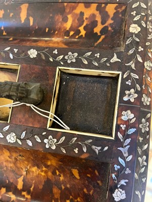 Lot 373 - A rosewood, tortoiseshell, mother-of-pearl and ivory desk stand