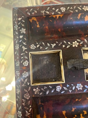 Lot 373 - A rosewood, tortoiseshell, mother-of-pearl and ivory desk stand