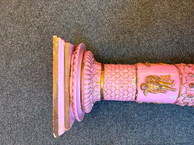 Lot 69 - A pink glazed stoneware pedestal by Copeland, late Spode