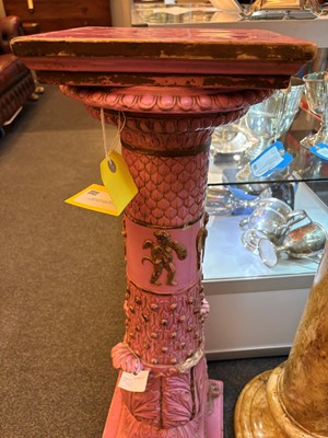 Lot 69 - A pink glazed stoneware pedestal by Copeland, late Spode