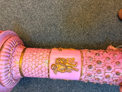 Lot 69 - A pink glazed stoneware pedestal by Copeland, late Spode