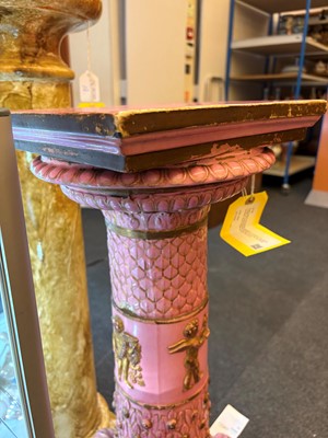 Lot 69 - A pink glazed stoneware pedestal by Copeland, late Spode