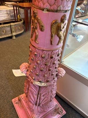 Lot 69 - A pink glazed stoneware pedestal by Copeland, late Spode