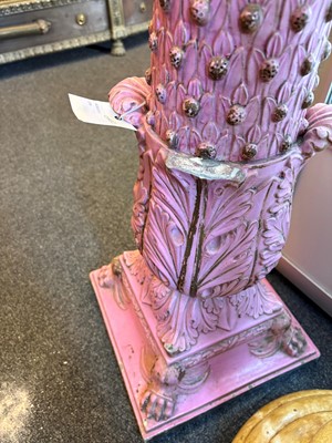 Lot 69 - A pink glazed stoneware pedestal by Copeland, late Spode