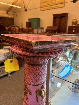 Lot 69 - A pink glazed stoneware pedestal by Copeland, late Spode