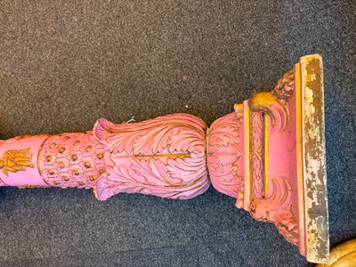 Lot 69 - A pink glazed stoneware pedestal by Copeland, late Spode
