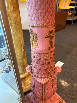 Lot 69 - A pink glazed stoneware pedestal by Copeland, late Spode