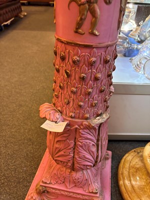 Lot 69 - A pink glazed stoneware pedestal by Copeland, late Spode