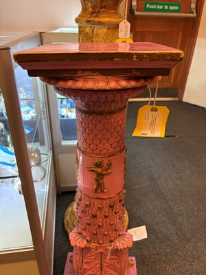 Lot 69 - A pink glazed stoneware pedestal by Copeland, late Spode