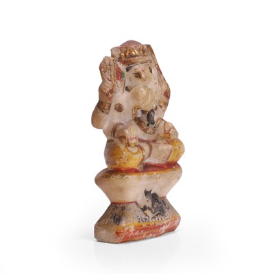 Lot 72 - An Indian polychrome painted alabaster figure of Ganesh