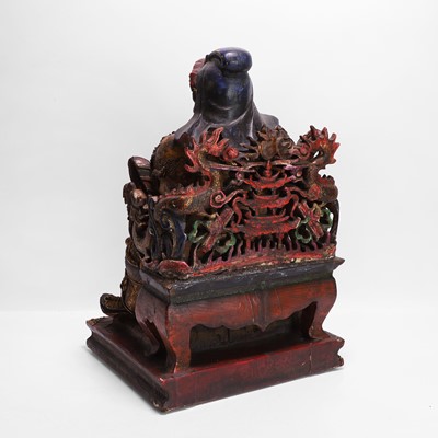 Lot 67 - A Chinese gilt lacquered wood carving