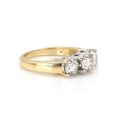 Lot 38 - An 18ct gold diamond three stone ring