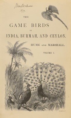 Lot 103 - 1- Hume and Marshall: The Game Birds of India, Burmah, and Ceylon, 3 Vols.