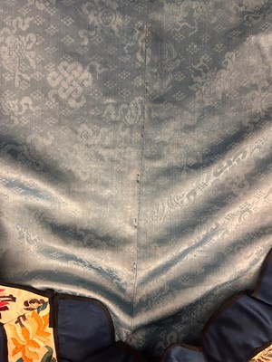 Lot 63 - A Chinese ladies' blue silk embroidered summer robe