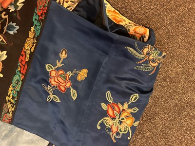 Lot 63 - A Chinese ladies' blue silk embroidered summer robe
