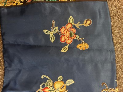 Lot 63 - A Chinese ladies' blue silk embroidered summer robe
