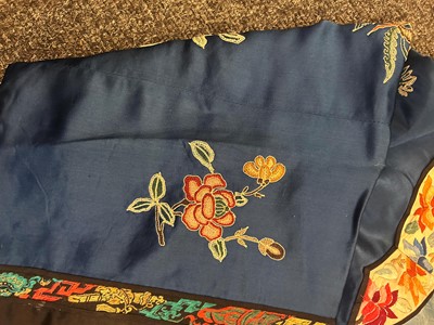Lot 63 - A Chinese ladies' blue silk embroidered summer robe