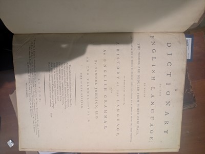 Lot 74 - 'A Dictionary of the English Language in which the Words are Deduced from their Originals'