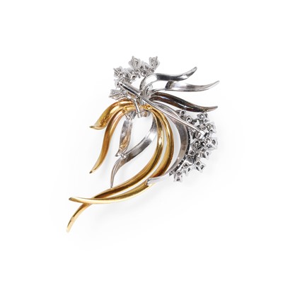 Lot 34 - A two-tone gold diamond spray brooch