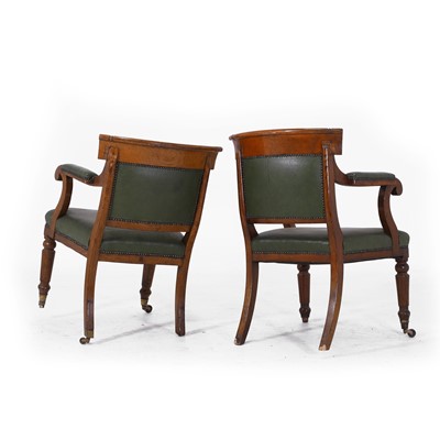 Lot 40 - A pair of early Victorian oak carver or desk chairs
