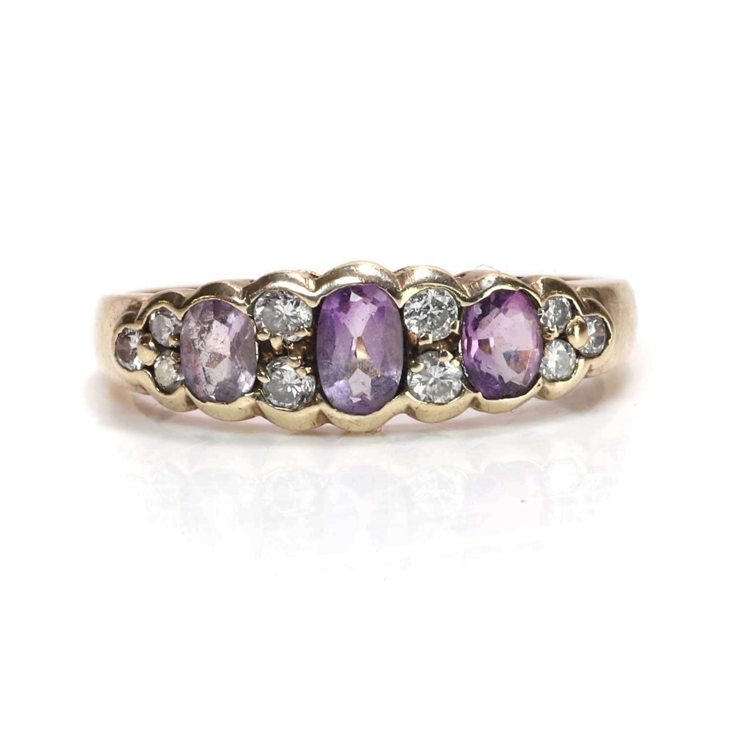 Lot 103 - A 9ct gold amethyst and diamond ring