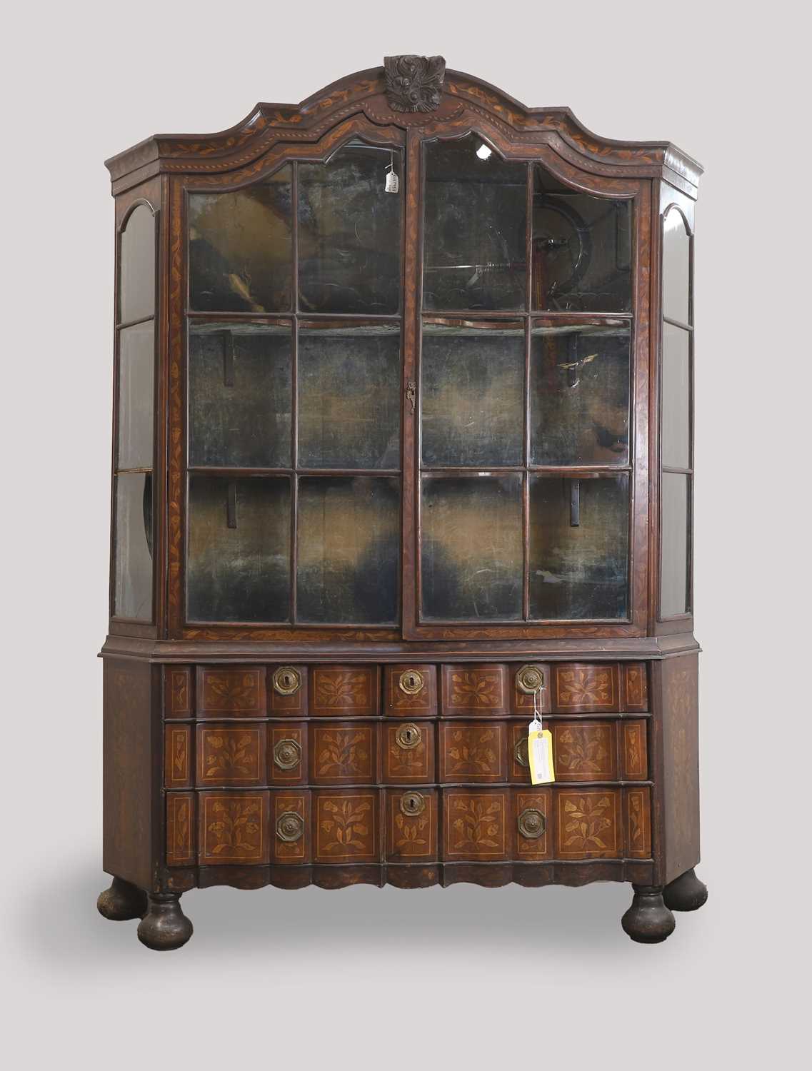 Lot 506 - A Dutch walnut and marquetry display cabinet