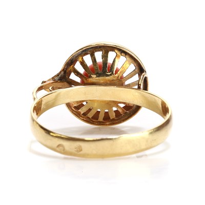 Lot 99 - A Portuguese gold red coral ring