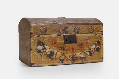 Lot 101 - A painted wooden dowry chest