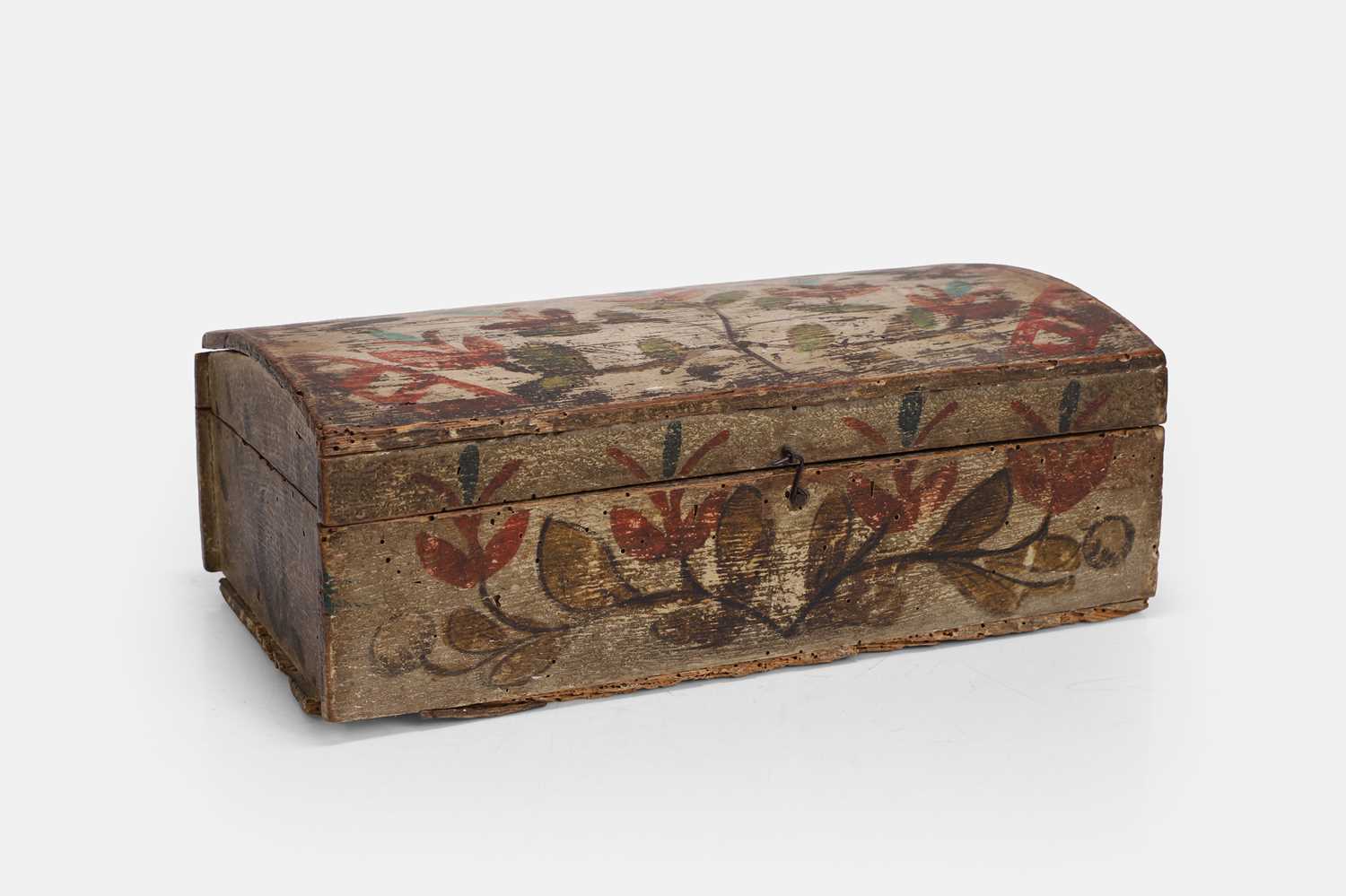 Lot 103 - A painted wooden dowry chest