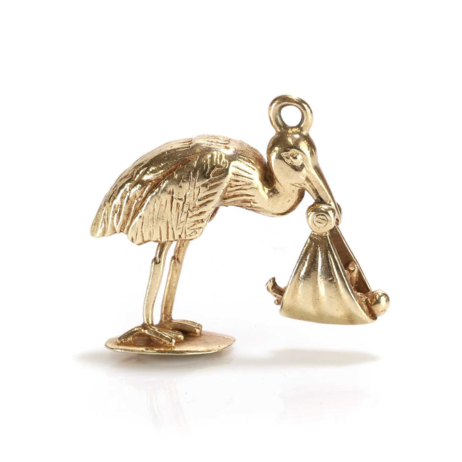 Lot 96 - A 9ct gold stork charm