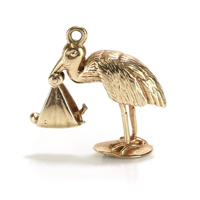 Lot 96 - A 9ct gold stork charm