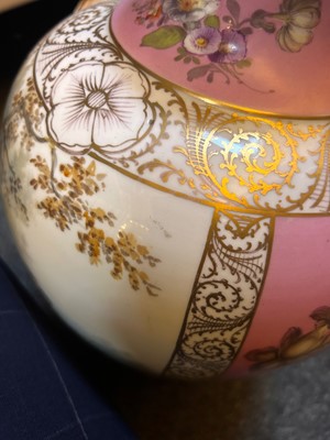 Lot 102 - A pair of Dresden porcelain vases and covers