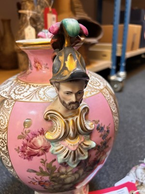 Lot 102 - A pair of Dresden porcelain vases and covers