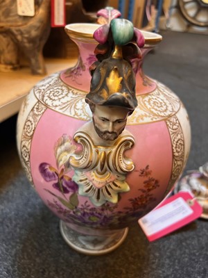 Lot 102 - A pair of Dresden porcelain vases and covers