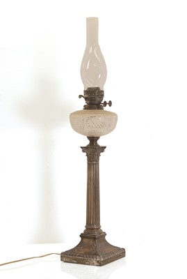 Lot 10 - A silver Corinthian column oil lamp