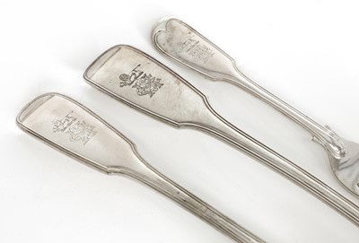 Lot 29 - Four Victorian fiddle and thread pattern silver table spoons