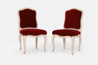 Lot 559 - A pair of Louis XV white-painted side chairs