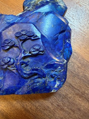 Lot 58 - A Chinese carved lapis lazuli figural group