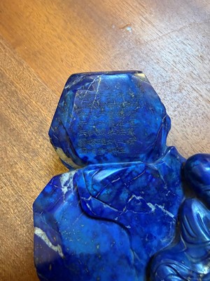 Lot 58 - A Chinese carved lapis lazuli figural group