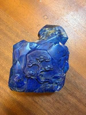 Lot 58 - A Chinese carved lapis lazuli figural group