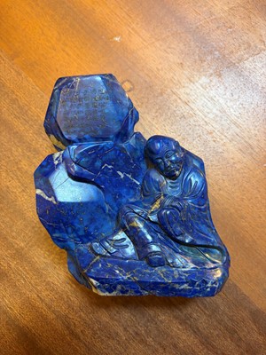 Lot 58 - A Chinese carved lapis lazuli figural group