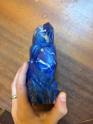 Lot 58 - A Chinese carved lapis lazuli figural group